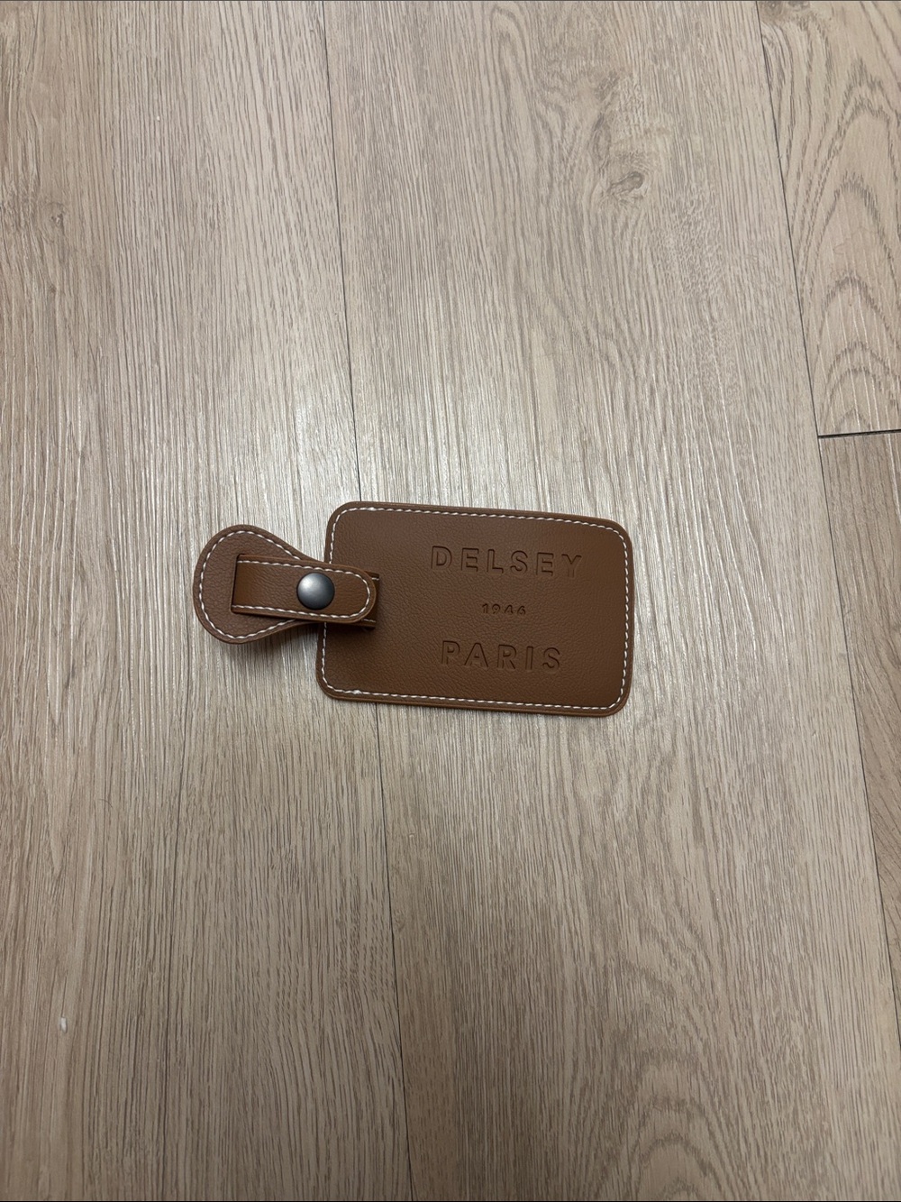 Delsey luggage tag  Brown Leather Delsey Paris Luggage Tag